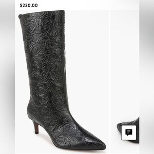 Franco Sarto Amari Floral Black Floral Heeled Boots